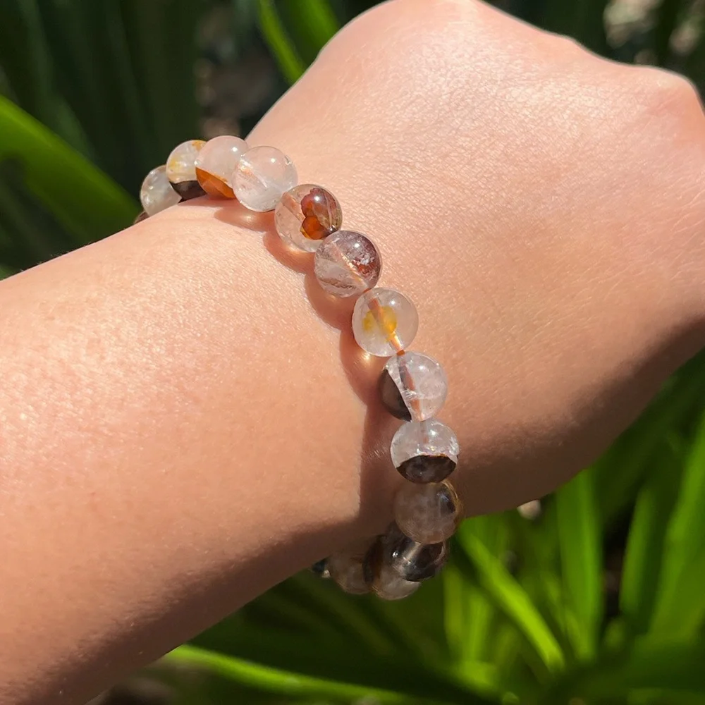 6.5 inches 9mm‎ stretchable brown golden healer bracelet